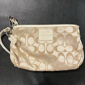 Coach Beige Clutch with wrist strap